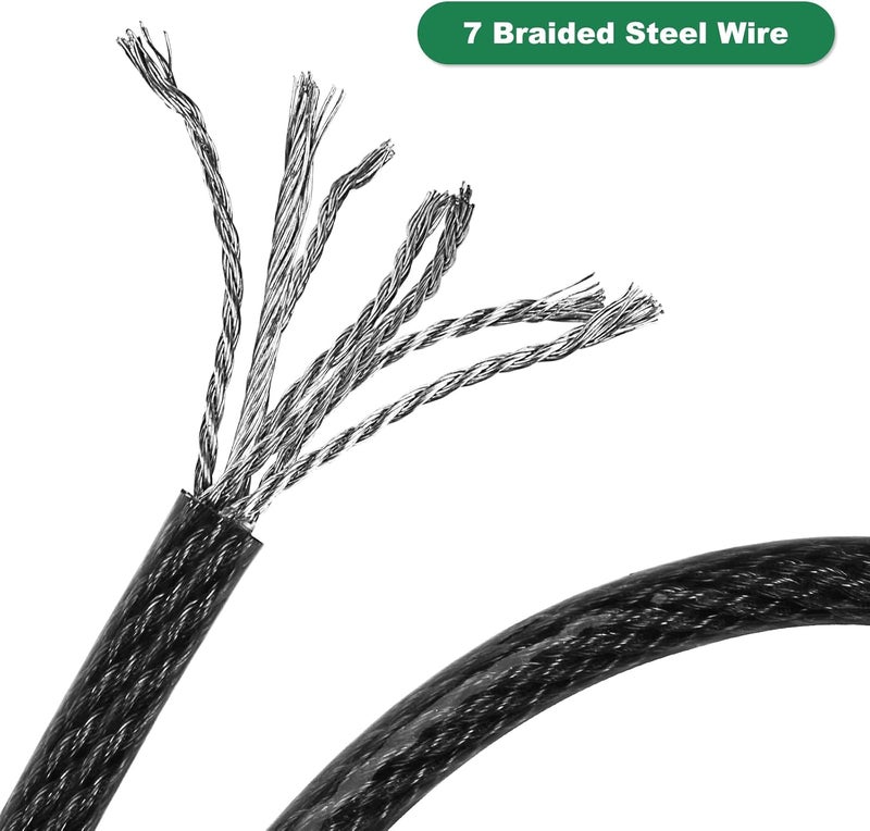 DAOSEC 20 ft x 1/2" Heavy Duty Cut-Proof Security Cable | Flexible Vinyl-Coated Braided Steel with Looped Ends | Weatherproof Anti-Theft Locking Cable for Bikes, Gates, Kayaking & Outdoor Equipment - Image 3